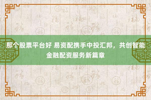那个股票平台好 易资配携手中投汇邦，共创智能金融配资服务新篇章