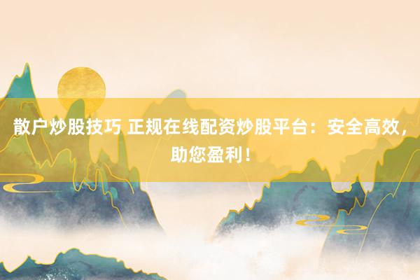 散户炒股技巧 正规在线配资炒股平台：安全高效，助您盈利！