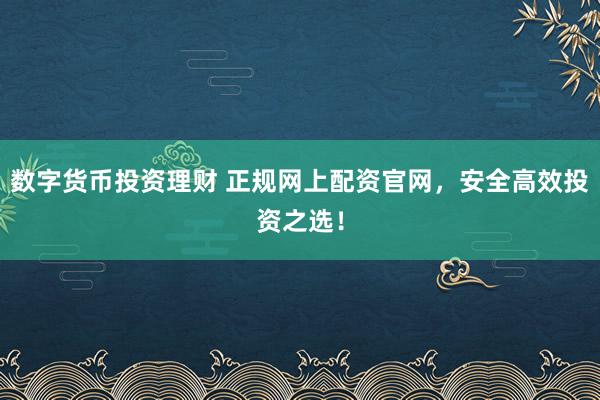 数字货币投资理财 正规网上配资官网，安全高效投资之选！