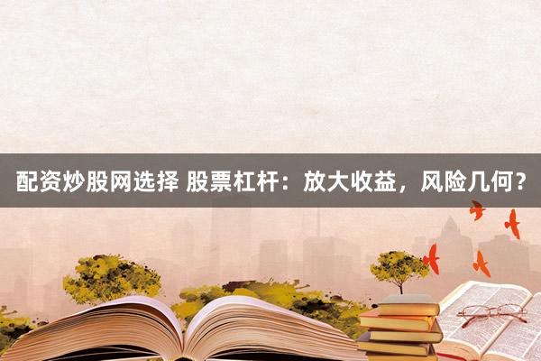 配资炒股网选择 股票杠杆：放大收益，风险几何？