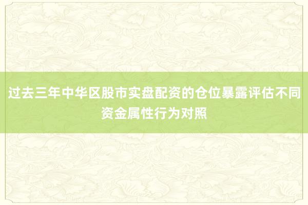 过去三年中华区股市实盘配资的仓位暴露评估不同资金属性行为对照